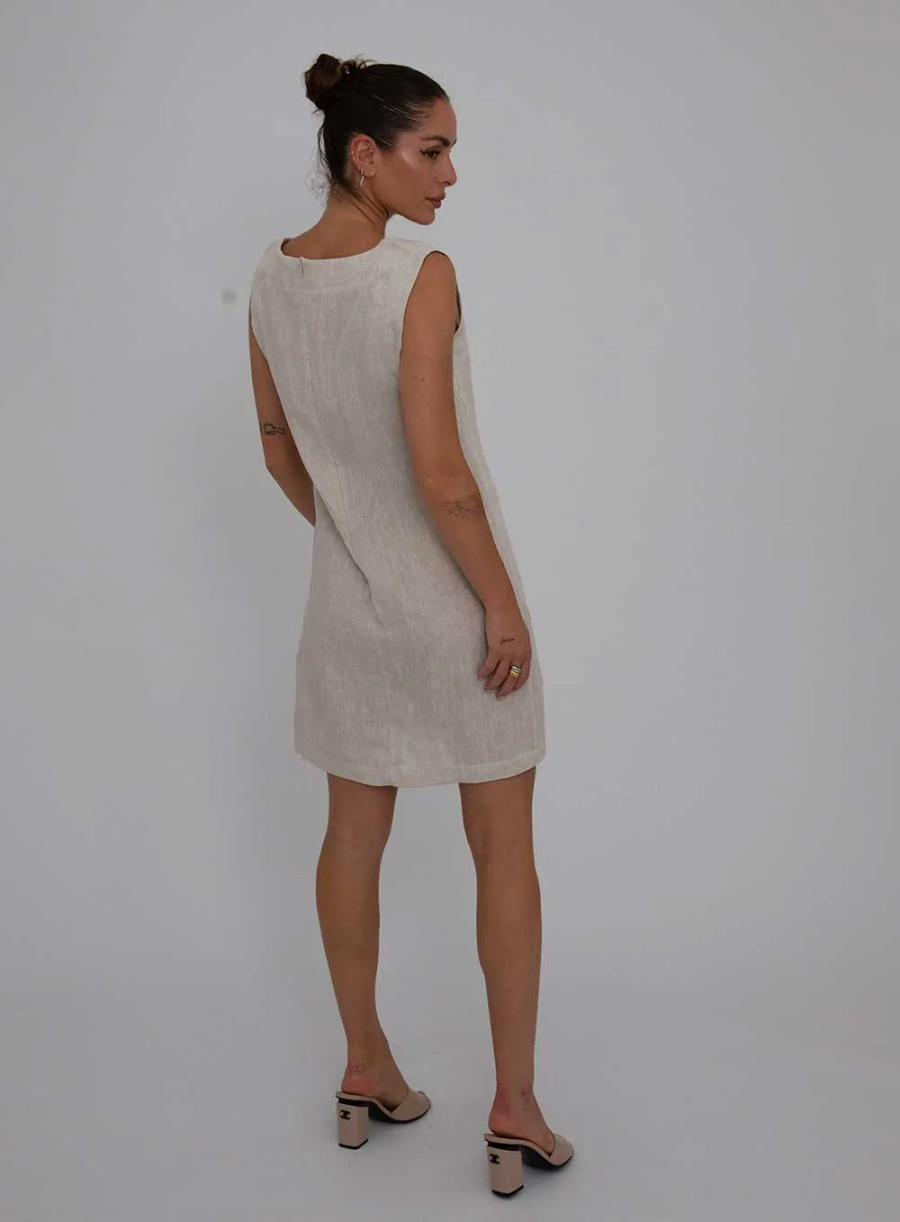 Layla Dress in OATMEAL color - Shop Now.