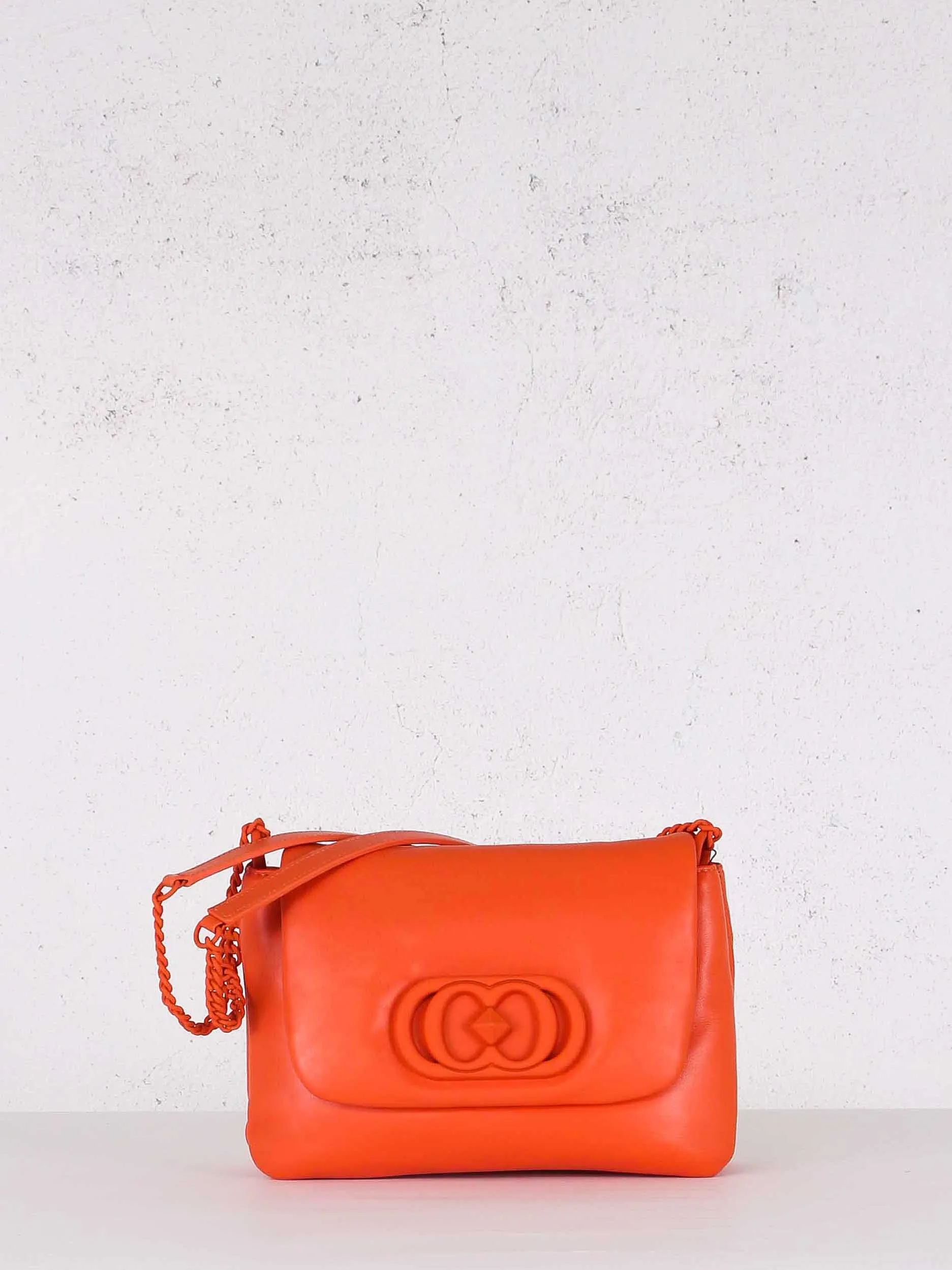 Leather Orange Shoulder Bag Flap