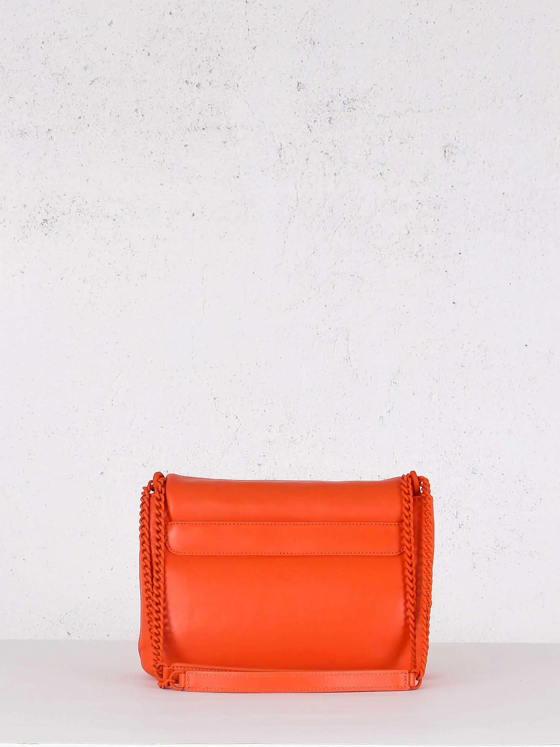 Leather Orange Shoulder Bag Flap