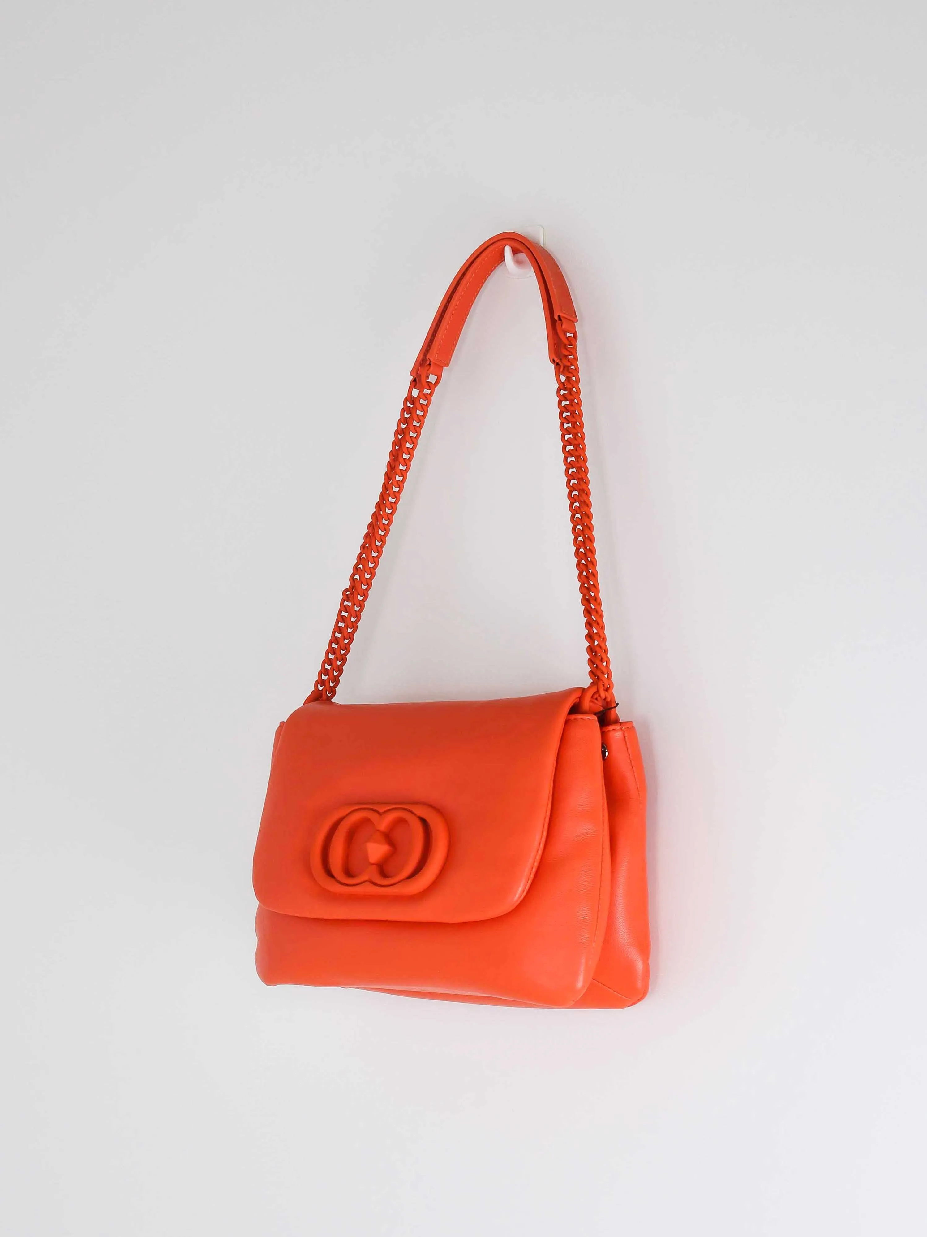 Leather Orange Shoulder Bag Flap