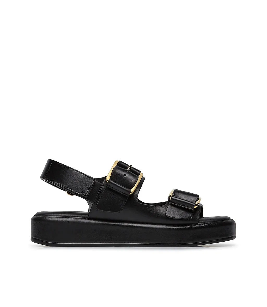 Leather sandals in black color.