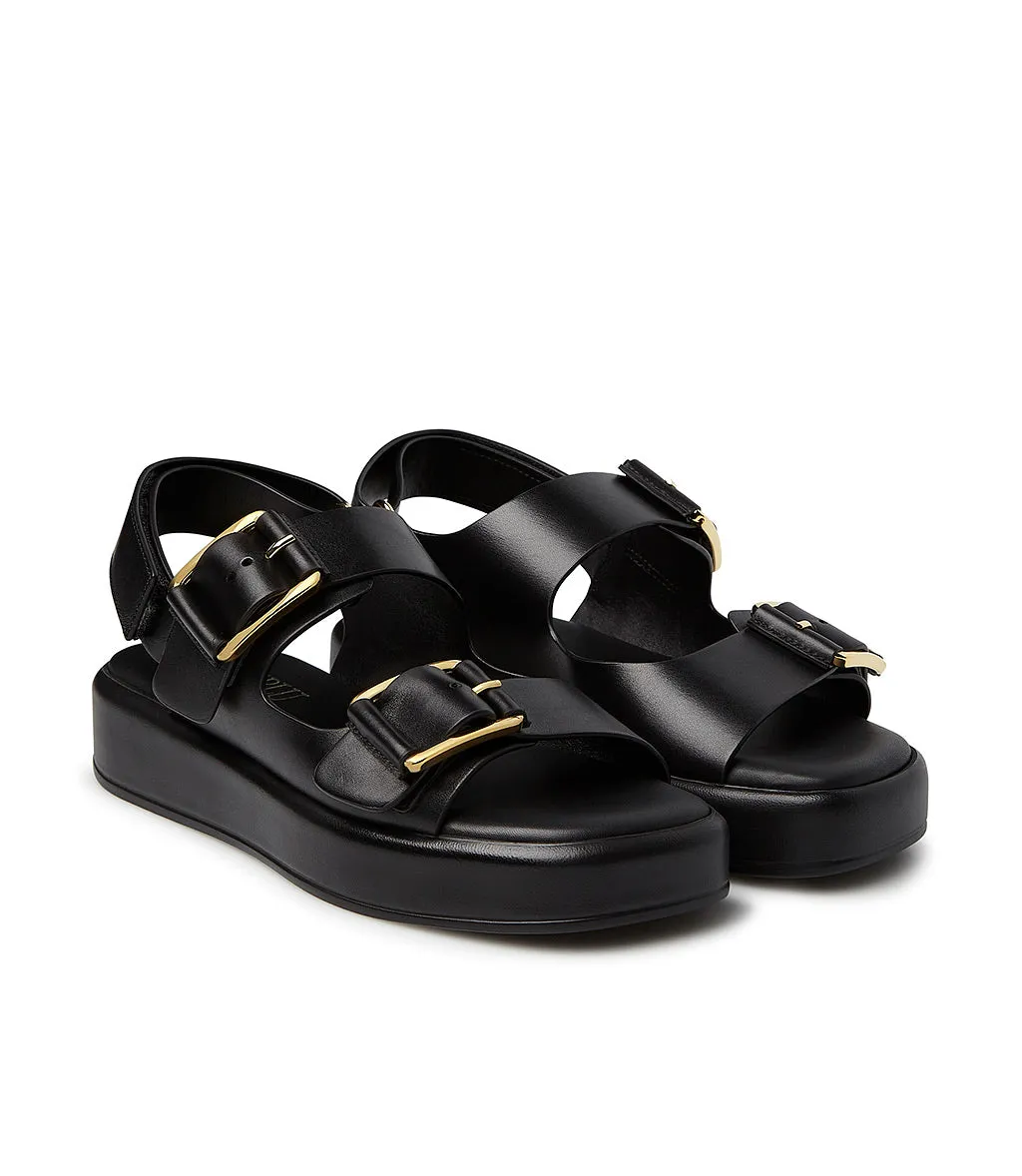 Leather sandals in black color.