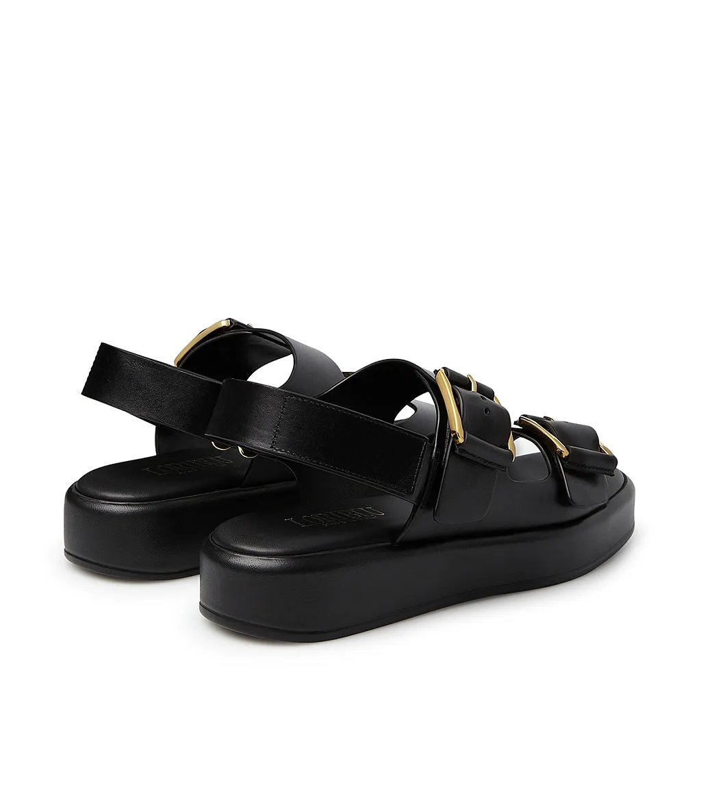 Leather sandals in black color.