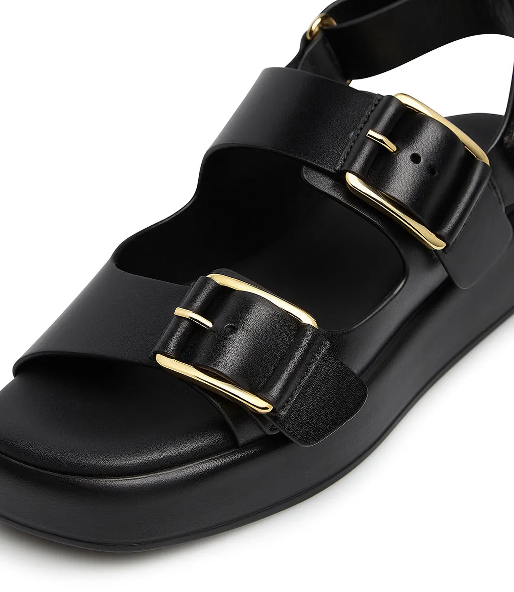 Leather sandals in black color.