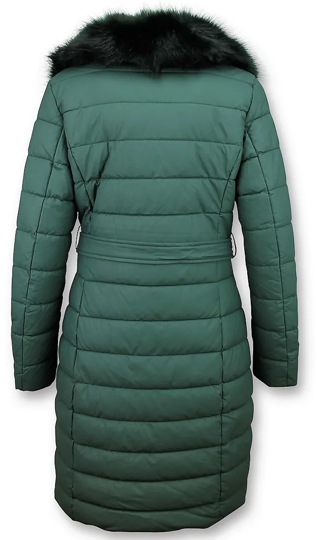 Long Green Padded Women's Winter Coat