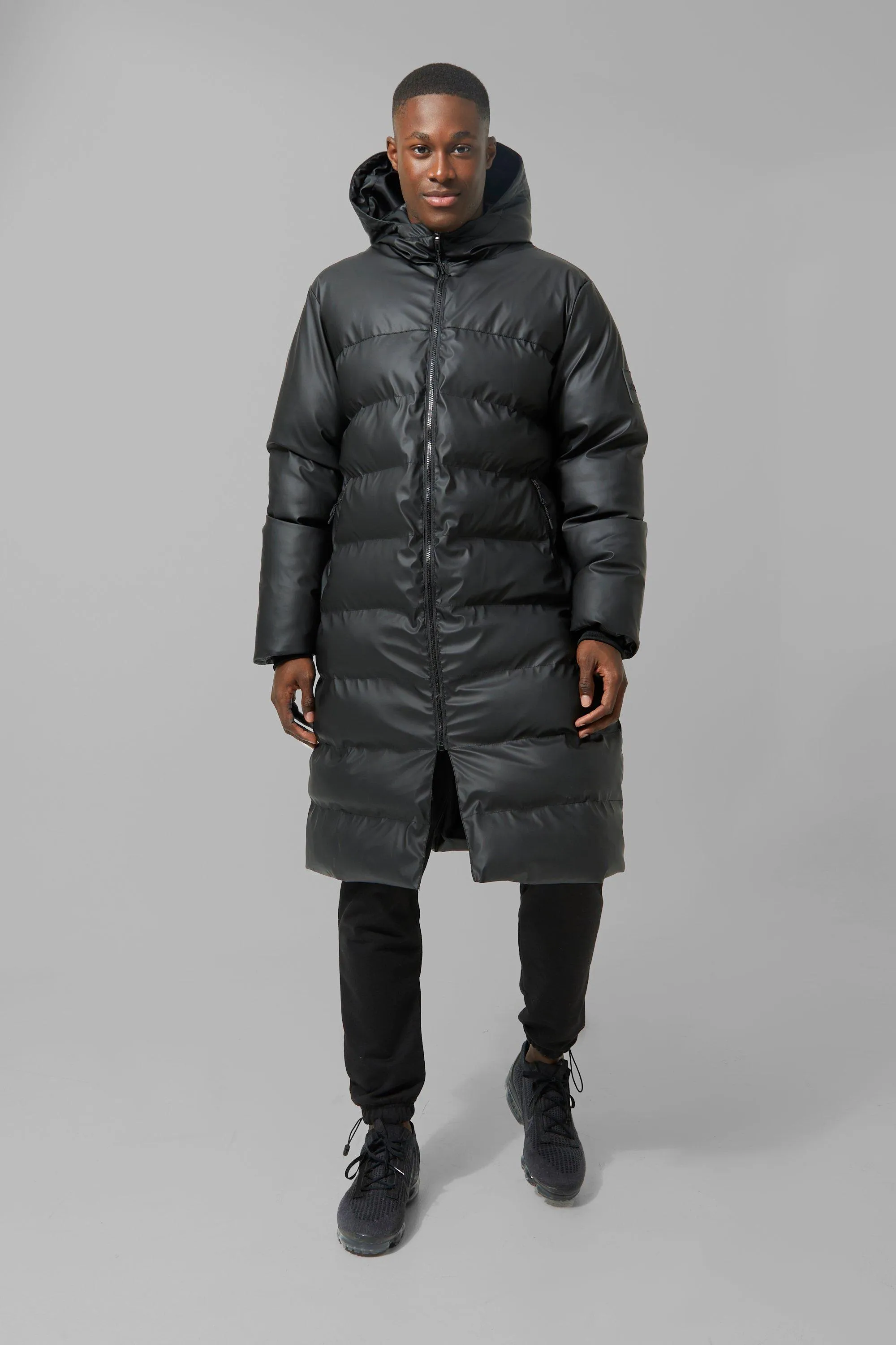 Longline Puffer Coat for Men in Matte Finish