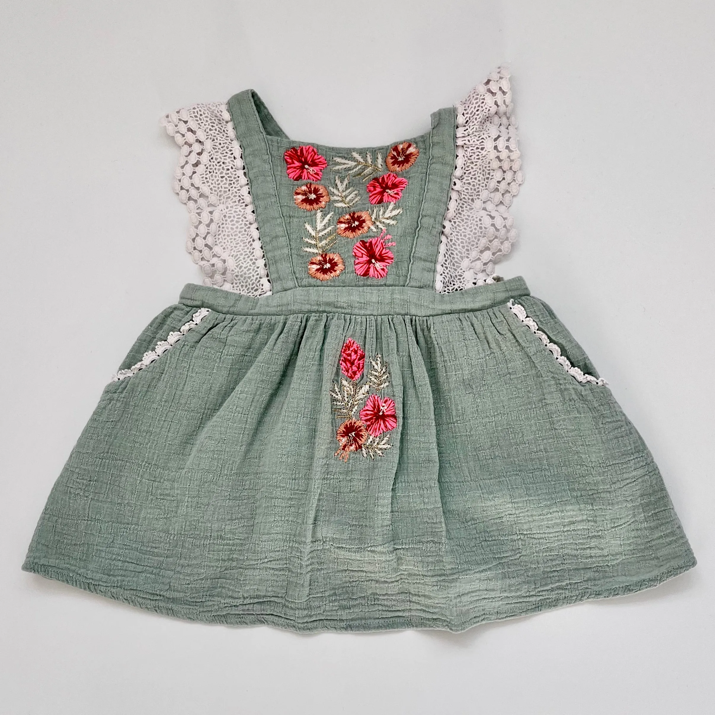 Louise Misha Embroidered Dress Duck Egg 18 Months