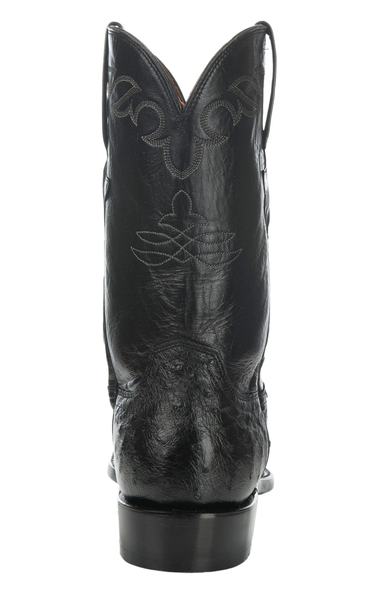 Lucchese Men's Black Full Quill Ostrich Exotic Roper Cowboy Boots - Western Boot Barn