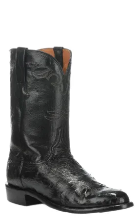 Lucchese Men's Black Full Quill Ostrich Exotic Roper Cowboy Boots - Western Boot Barn