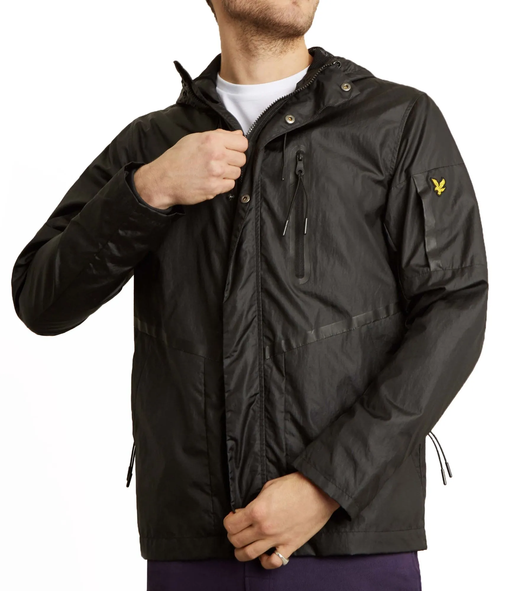 True Black Minimal Hooded Zip Through Jacket by Lyle and Scott