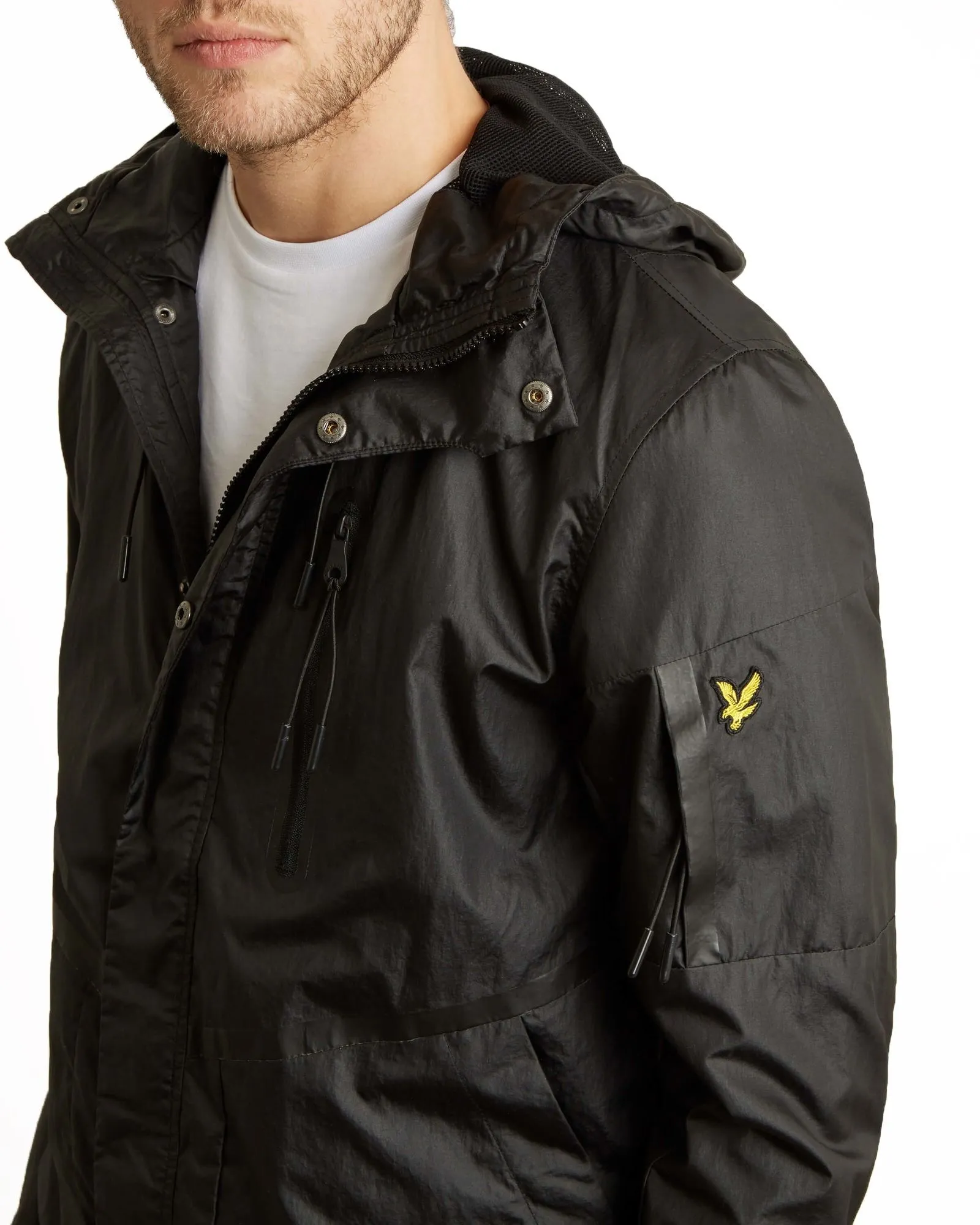 True Black Minimal Hooded Zip Through Jacket by Lyle and Scott