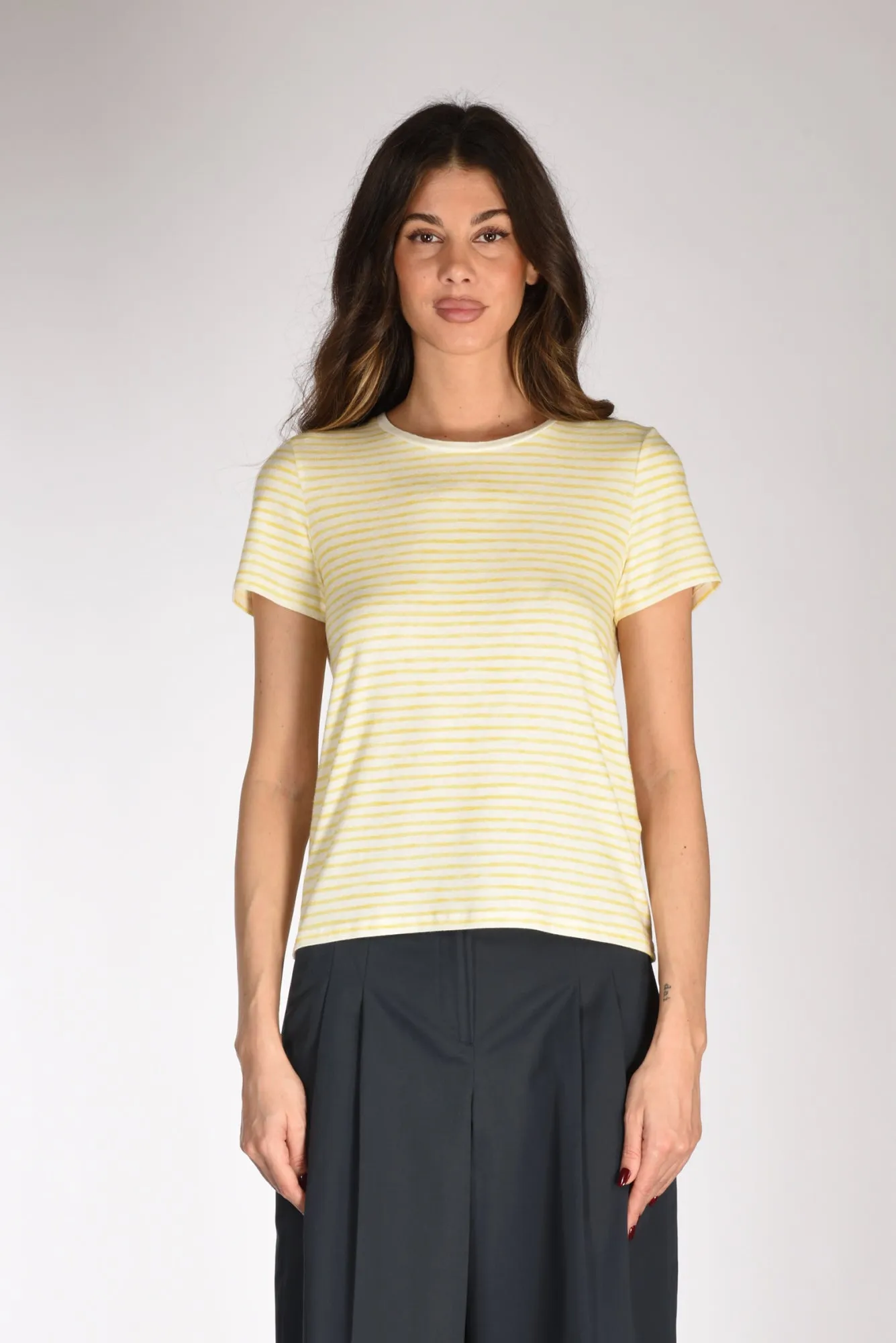 Majestic Filatures Paris Women's Striped White/Yellow T-shirt