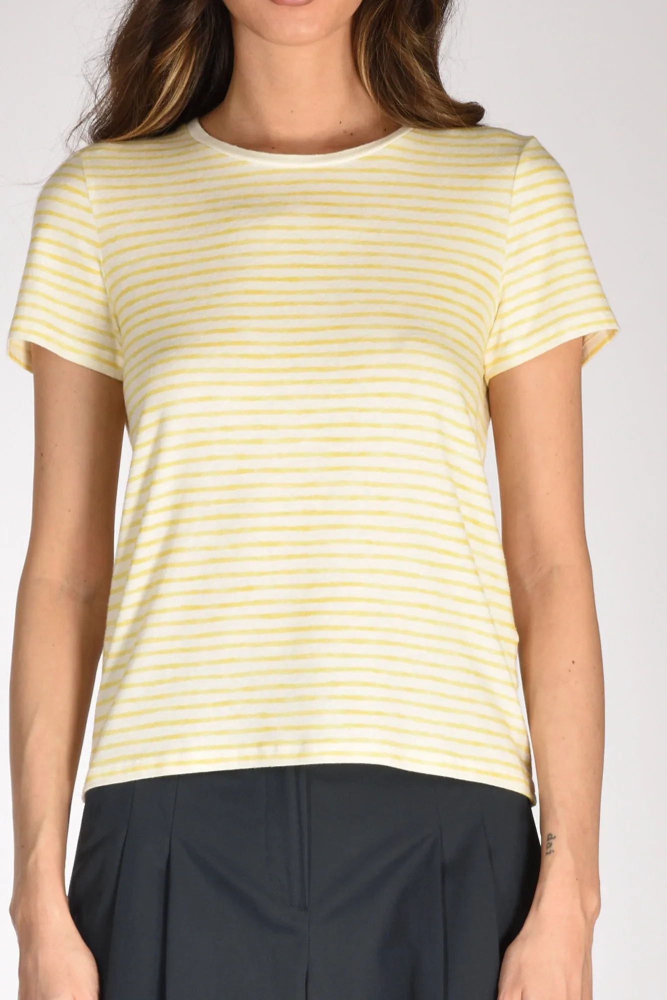 Majestic Filatures Paris Women's Striped White/Yellow T-shirt