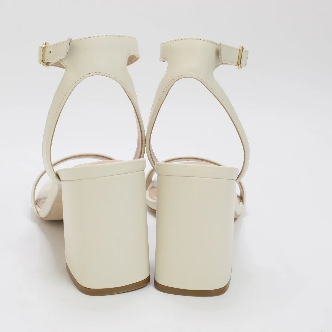 Maple Ankle Strap Block Heels Off White Leather - Women's Office