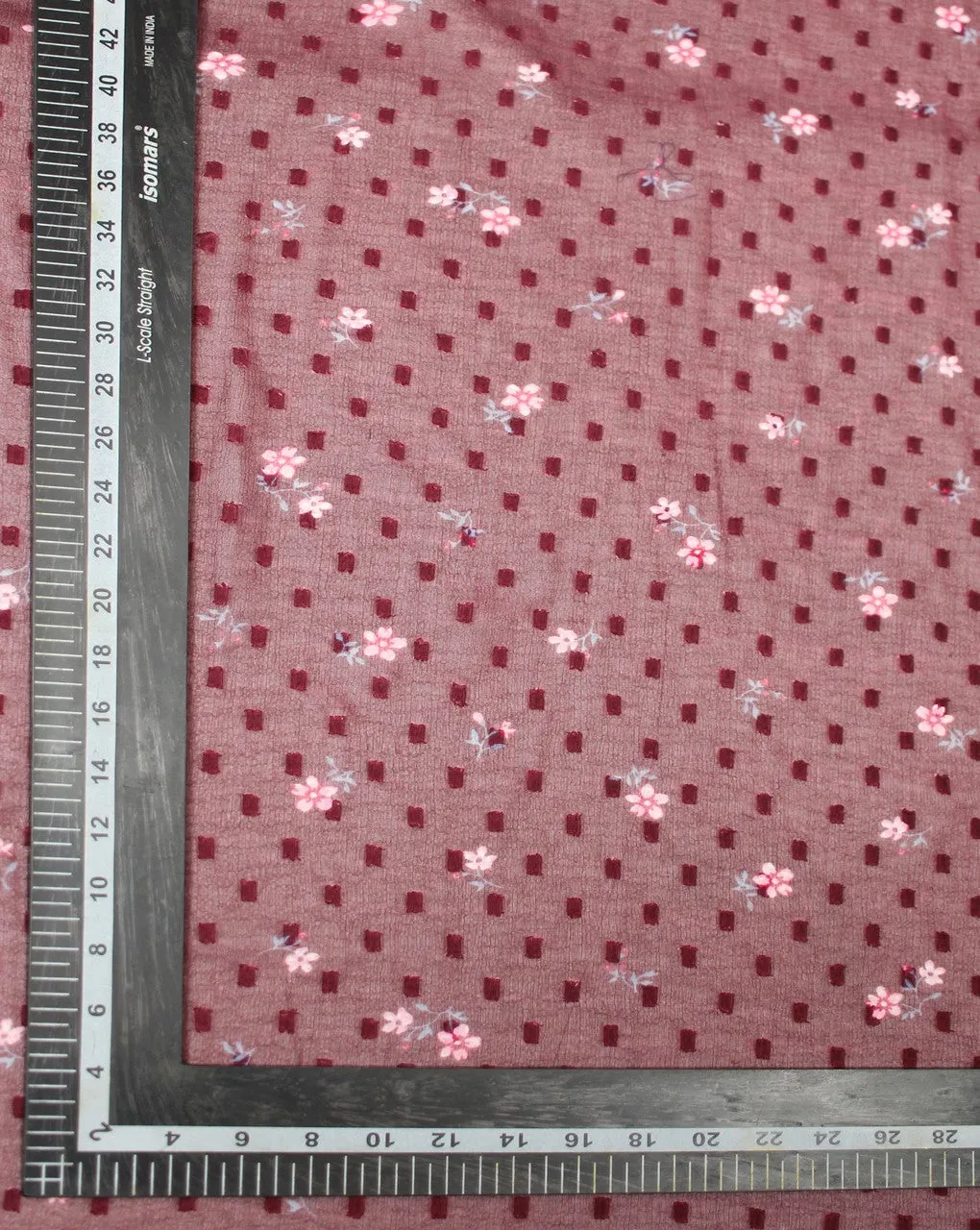 Maroon Floral Print Chiffon Fabric