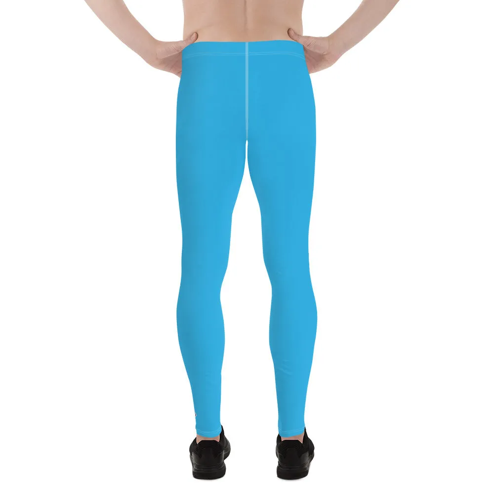 Men's Cyan Athletic Leggings - Solid Color for Easy Movement