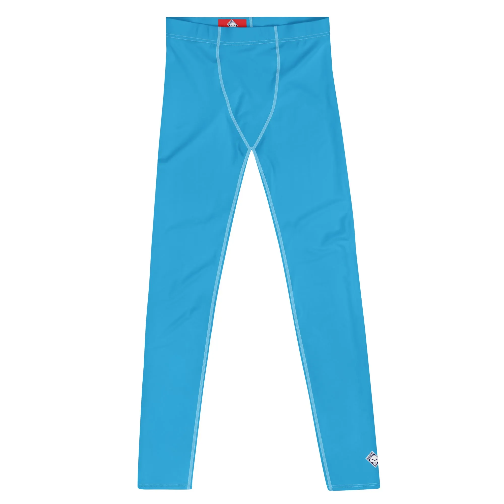 Men's Cyan Athletic Leggings - Solid Color for Easy Movement