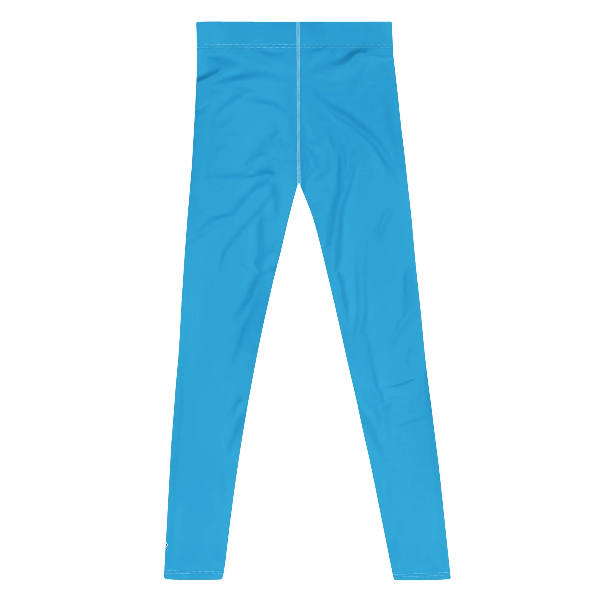 Men's Cyan Athletic Leggings - Solid Color for Easy Movement