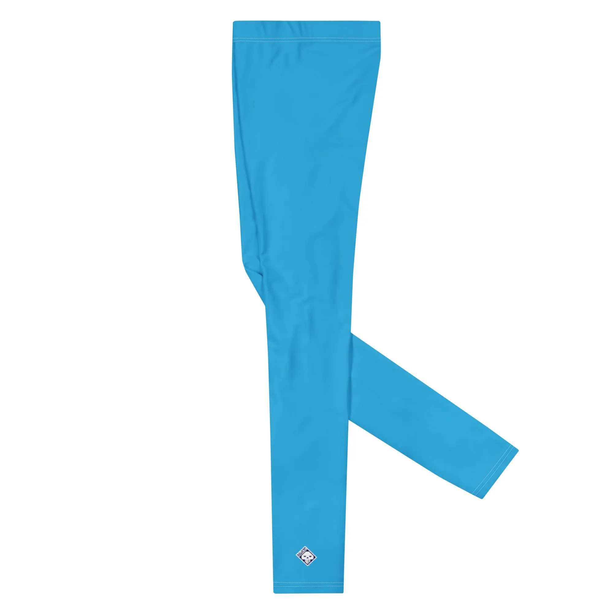 Men's Cyan Athletic Leggings - Solid Color for Easy Movement