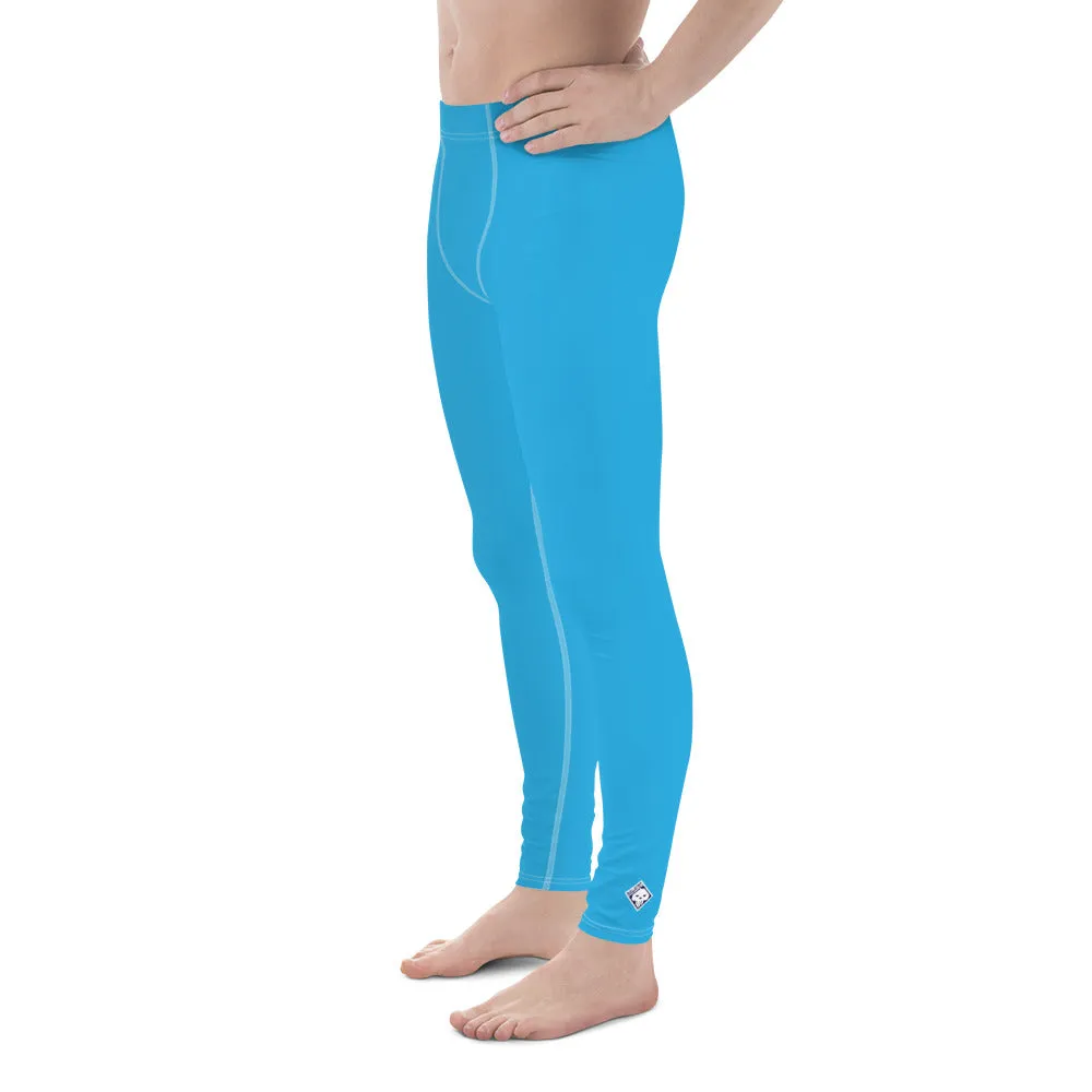 Men's Cyan Athletic Leggings - Solid Color for Easy Movement