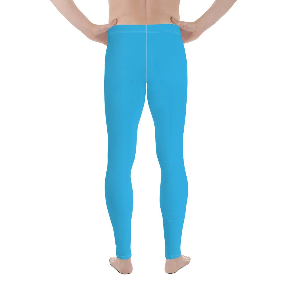 Men's Cyan Athletic Leggings - Solid Color for Easy Movement