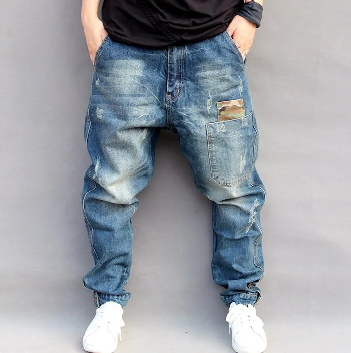 Men's Loose Fit Denim Harlan Harem Pants - Streetwear Hip Hop Style