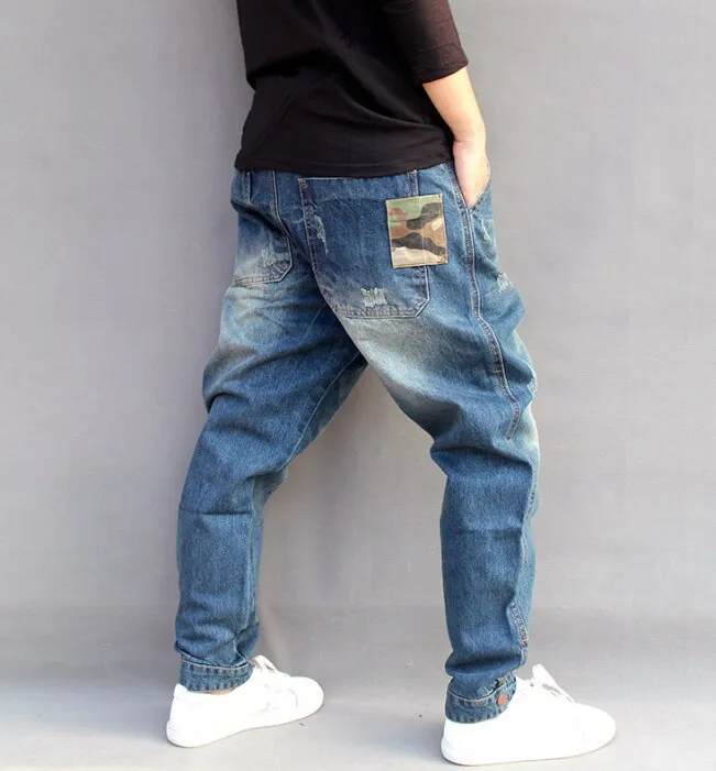 Men's Loose Fit Denim Harlan Harem Pants - Streetwear Hip Hop Style