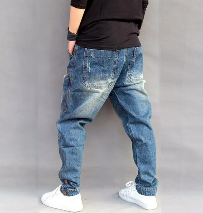 Men's Loose Fit Denim Harlan Harem Pants - Streetwear Hip Hop Style