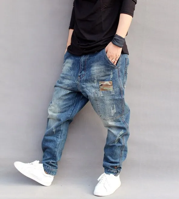 Men's Loose Fit Denim Harlan Harem Pants - Streetwear Hip Hop Style