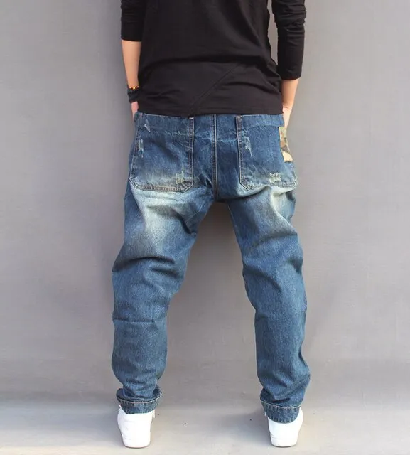 Men's Loose Fit Denim Harlan Harem Pants - Streetwear Hip Hop Style