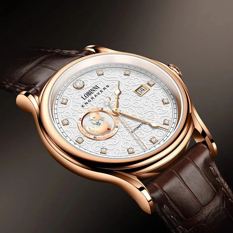 Luxury Sapphire Diamond Automatic Mechanical Watch for Men