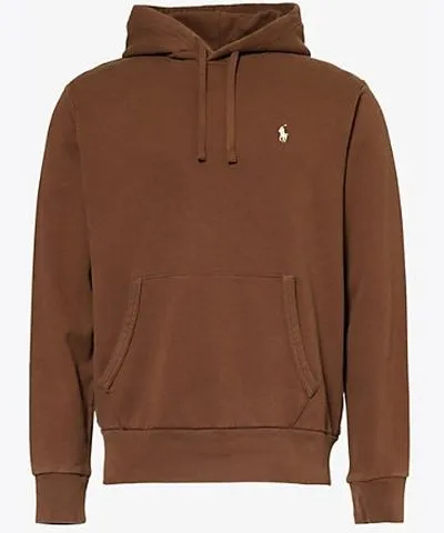 Men's Pale Russet Logo-Embroidered Cotton-Jersey Hoodie