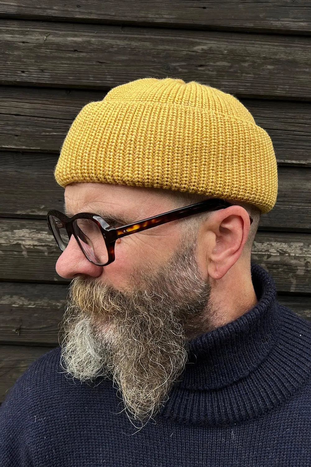 Merino Mustard Bifold Watch Cap