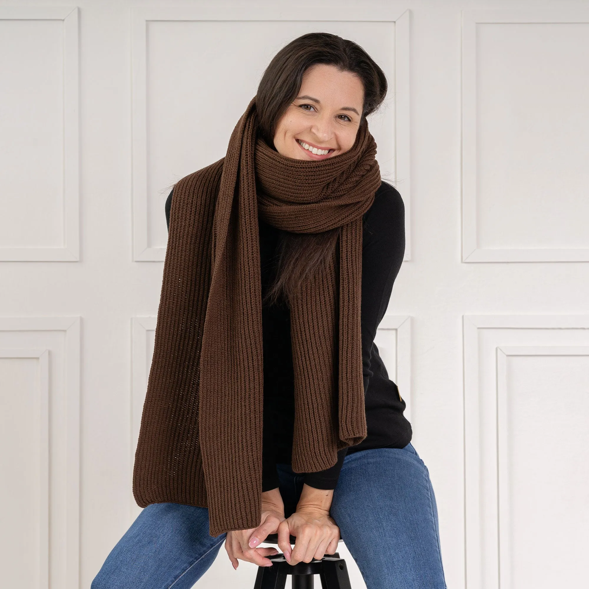 Merino Wool Chunky Knit Scarf for Women