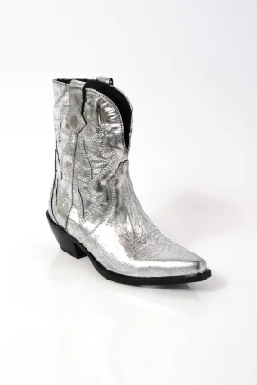 Metallic Cowboy Boots - Pale Pewter - Free People Western Style