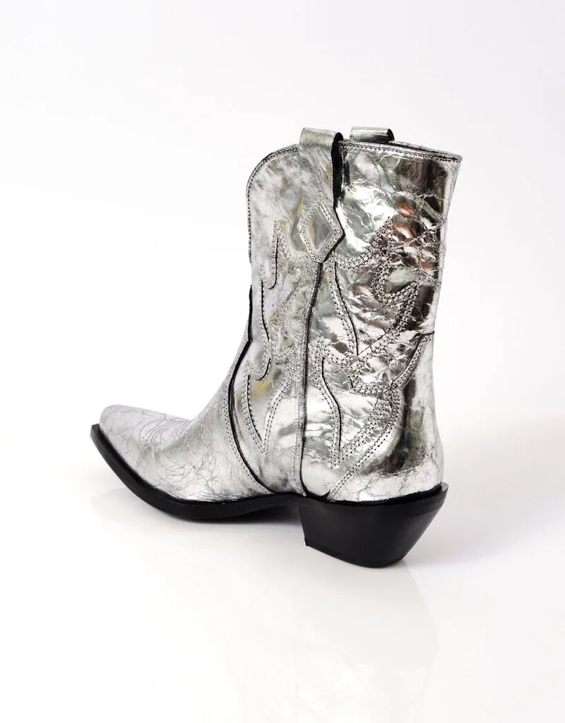 Metallic Cowboy Boots - Pale Pewter - Free People Western Style