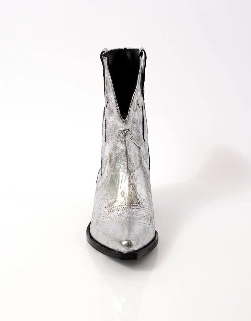 Metallic Cowboy Boots - Pale Pewter - Free People Western Style