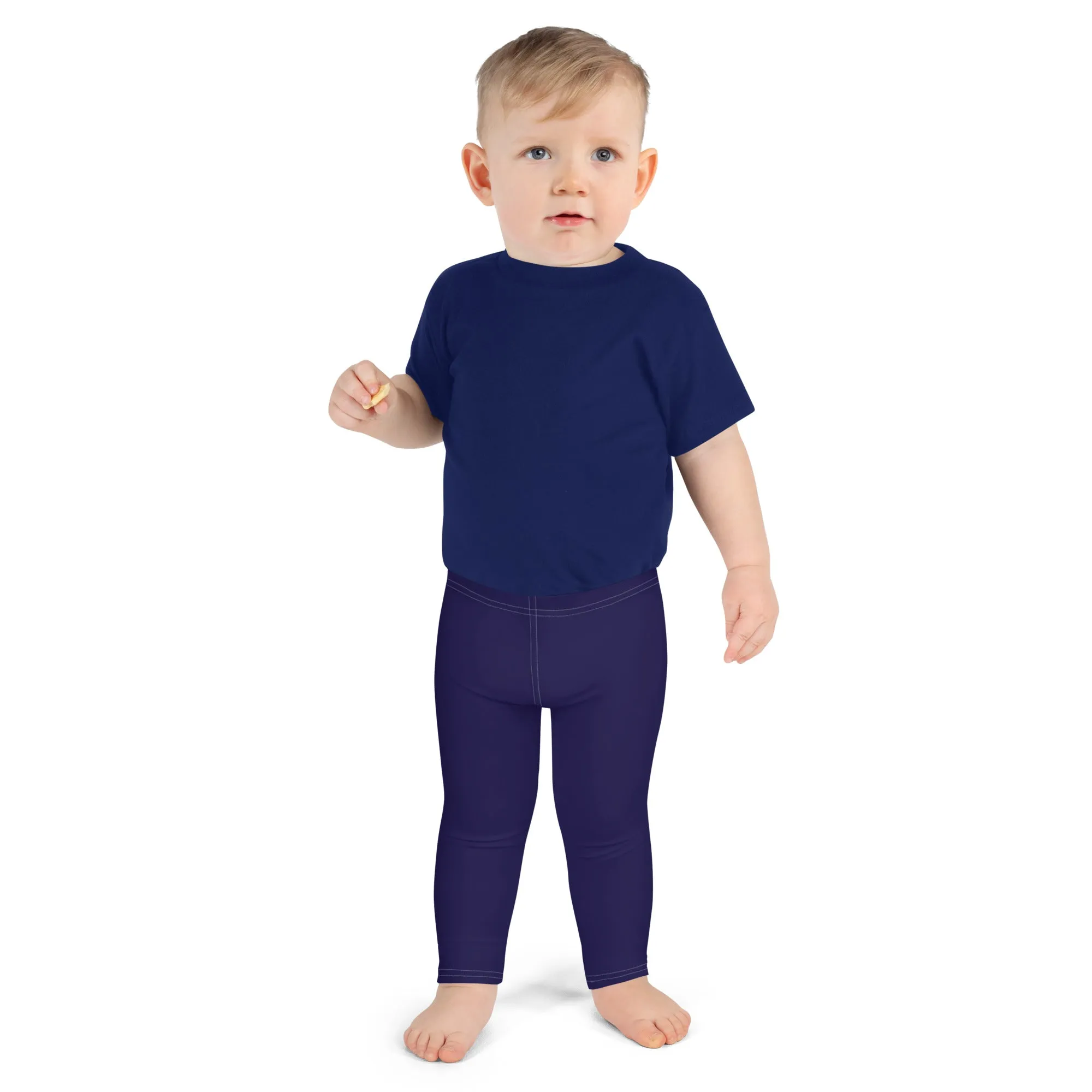 Midnight Blue Active Boys Solid Color Leggings for Sports