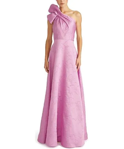 Soft Orchid Amira Jacquard Long Dress by Monique Lhuillier