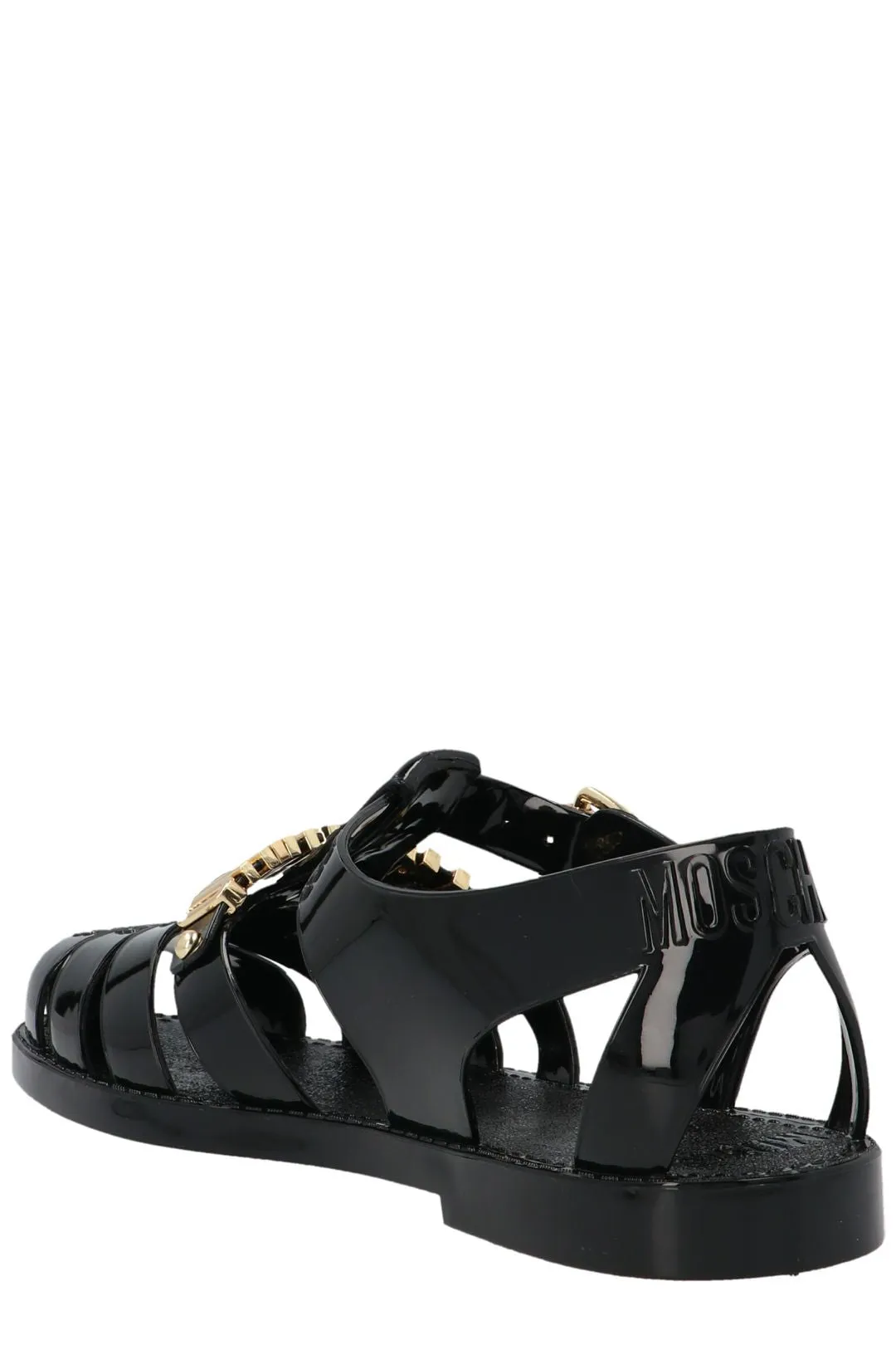 Moschino Logo Plaque Sandals with Cut-Out Design