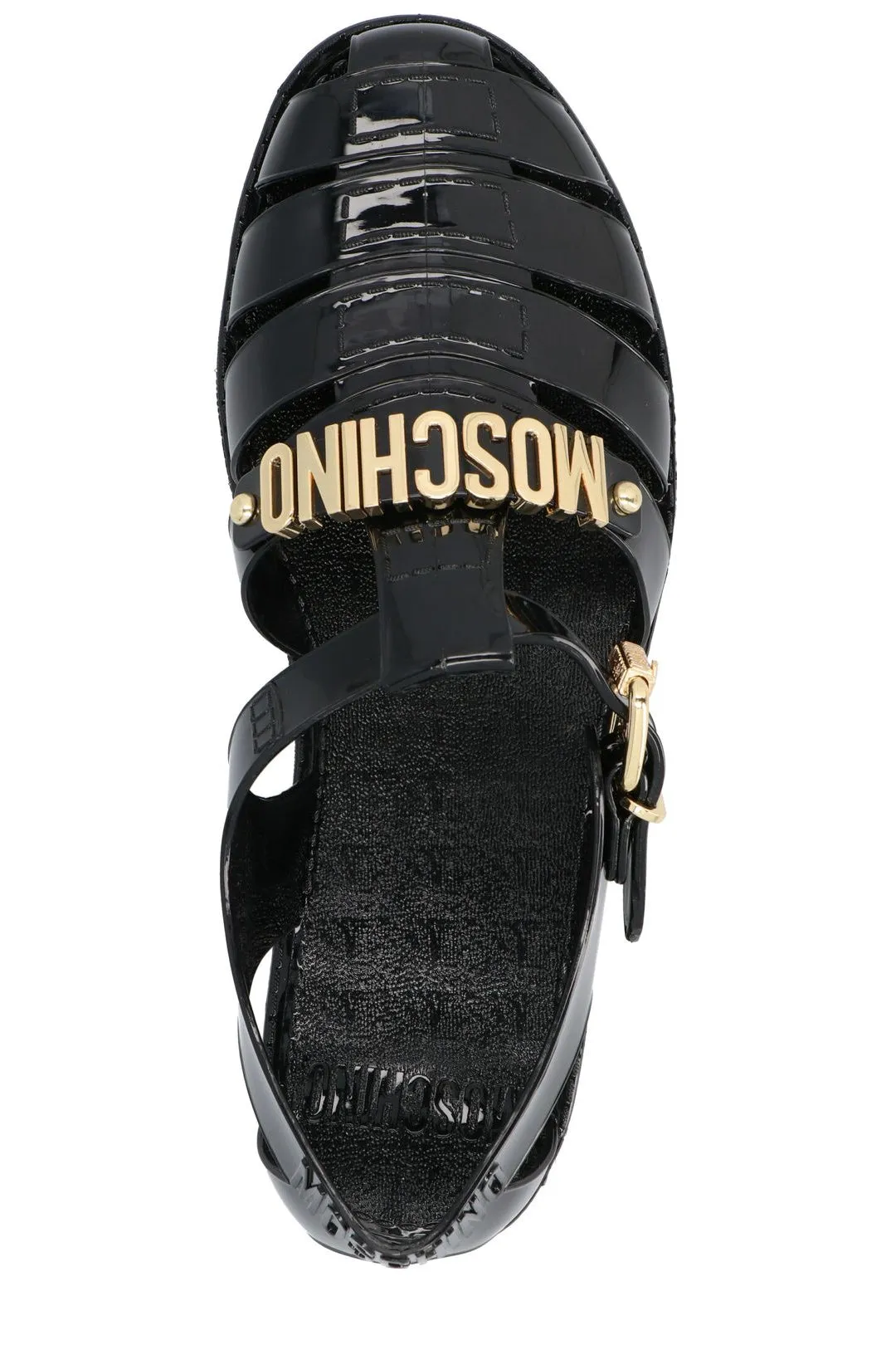 Moschino Logo Plaque Sandals with Cut-Out Design