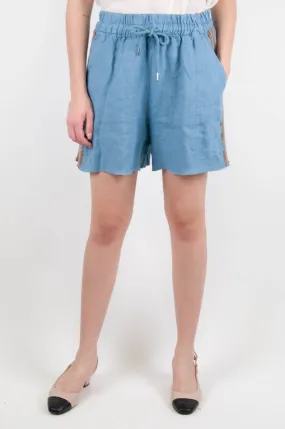 Motel - Linen shorts with drawstring and contrast side stripe