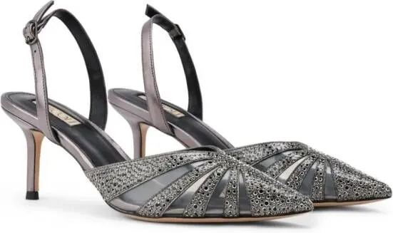 NICOLI Melissa crystal grey embellished sandals