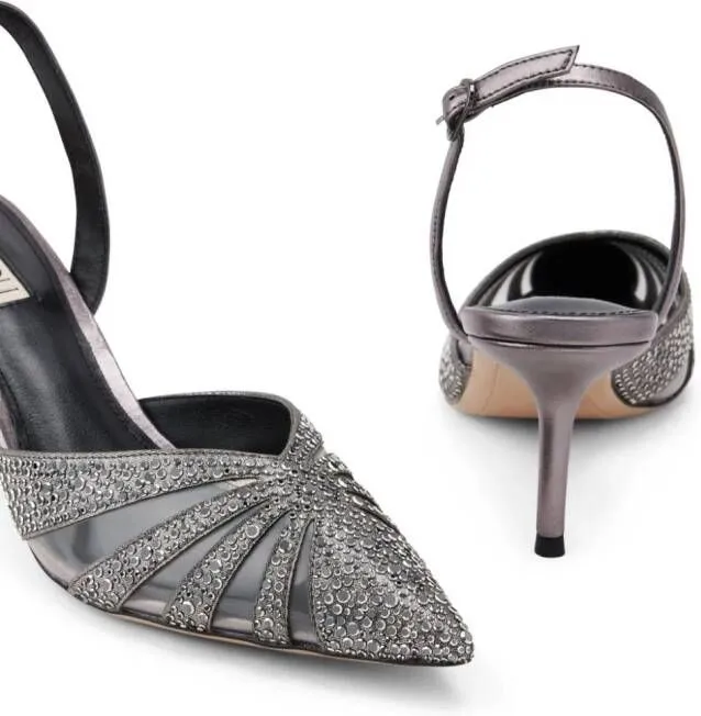 NICOLI Melissa crystal grey embellished sandals