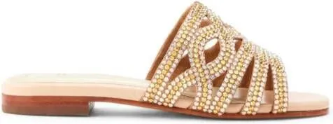 NICOLI Mirelile gold embellished flat sandals