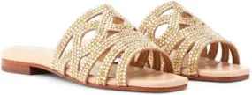 NICOLI Mirelile gold embellished flat sandals