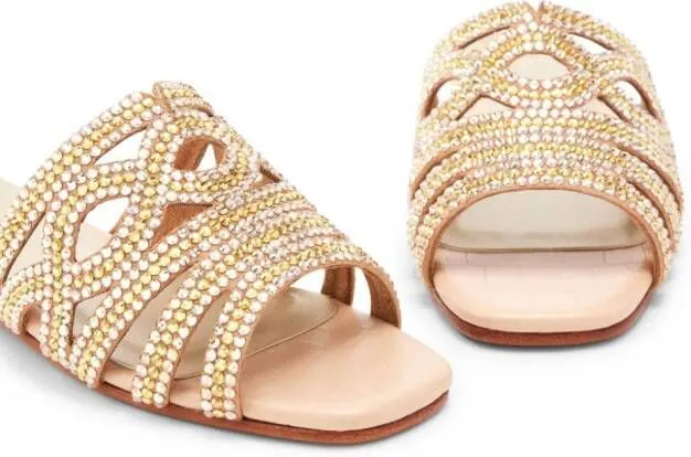 NICOLI Mirelile gold embellished flat sandals