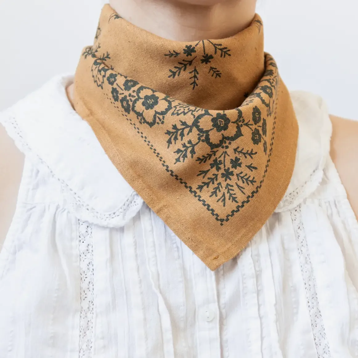 Ochre Field Silk Bandana made with Natural Dye