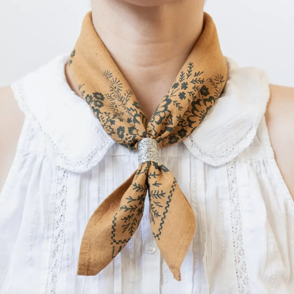 Ochre Field Silk Bandana made with Natural Dye