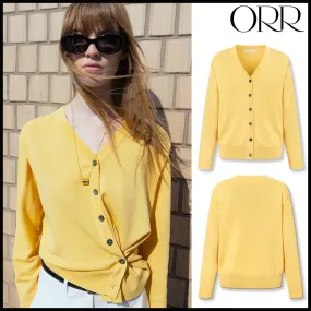 ORR Casual Style Cardigans - Nylon Long Sleeves Plain Office Look